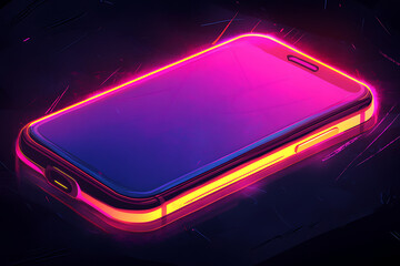 Poster - A vibrant, neon-styled smartphone design on a dark background.
