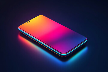 Poster - A sleek smartphone with a vibrant, colorful screen reflecting light in a dark setting.