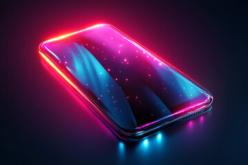 Poster - A glowing smartphone with a vibrant, colorful display against a dark background.