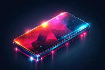 Poster - A vibrant, futuristic smartphone design with a cosmic background and glowing effects.