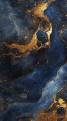Wall Mural - gold and blue marble stone textured background wallpaper. generative ai illustration