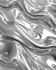 Poster - liquid chrome waves background, shiny and lustrous metal pattern texture