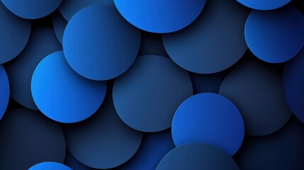 Poster - Abstract background with overlapping blue circles on a dark blue background, creating a smooth, gradient texture. Minimal abstract circles vector gradient background