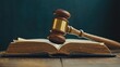 © Andi - A wooden gavel rests on an open book, symbolizing justice and law.