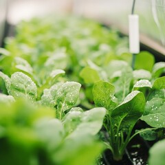Wall Mural - a close-up of vegetables growing in a greenhouse, their environment controlled for optimal growth