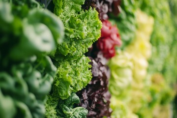 Wall Mural - a close-up of vegetables growing in a vertical garden, demonstrating efficient use of space