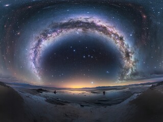 Wall Mural - a vast, star-studded sky with a dense, luminous galaxy stretching across the night, capturing cosmic