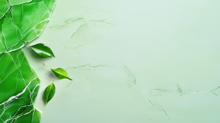 Poster - Natural green stone surface with unique veining and texture background, ideal for digital and print designs, isolated on a white background.