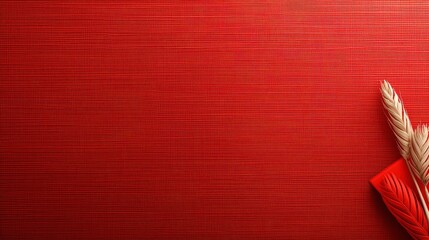 Poster - Soft red fabric texture background with visible threads and subtle patterns, ideal for bold design themes.