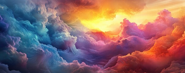 Wall Mural - vibrantly colored clouds at sunset with artistic flair