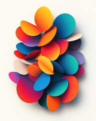 Poster - This graphic features a vibrant arrangement of overlapping 3D ellipses in multiple hues against a clean white backdrop