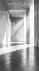 Poster - Empty concrete floor and walls with a background interior of a modern minimalist architecture.