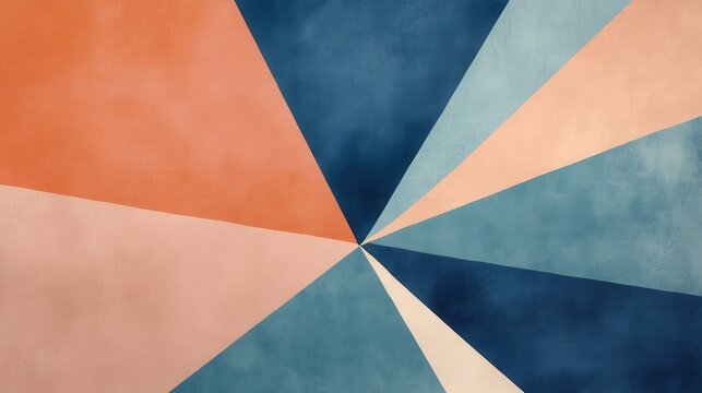 Soft overlapping triangles in muted peach and blue tones