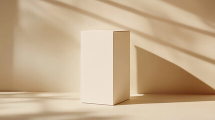 Poster - A simple beige box stands on a light surface with soft shadows capturing a peaceful moment