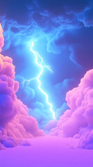 Fototapete - 3D cartoon lightning minimalist room, vertical background