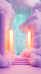 Fototapete - lightning 3D rendering minimalist room in vertical background