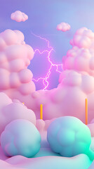 Fototapete - lightning 3D rendering minimalist room in vertical background