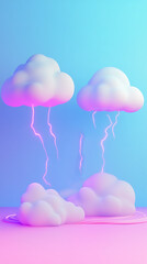 Fototapete - lightning 3D rendering minimalist room in vertical background