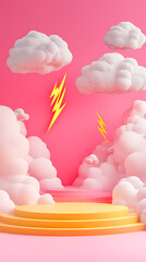 Fototapete - lightning 3D rendering minimalist room in vertical background