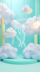 Fototapete - lightning 3D rendering minimalist room in vertical background