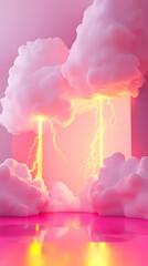 Fototapete - lightning 3D rendering minimalist room in vertical background