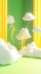 Fototapete - lightning 3D rendering minimalist room in vertical background