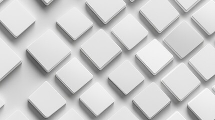 Poster - Minimalistic Arrangement of White Square Tiles on a Soft Background for Modern Design Projects and Creative Concepts in Interior Design and Art