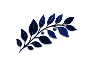Poster - Clean line drawing of a wooden branch with a few leaves, minimalist and elegant