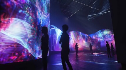 Poster - A digital art museum showcasing interactive digital artworks, Art scene, Interactive exhibition style