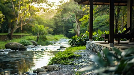 Poster - A digital detox retreat surrounded by serene natural landscapes, Digital detox scene, Modern lifestyle style