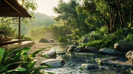 Poster - A digital detox retreat with serene nature views and wellness activities, Retreat scene, Nature escape style