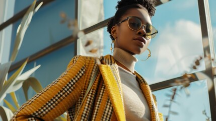 Poster - A fashion blogger showcasing seasonal outfits in a digital lookbook with interactive features, Fashion scene, Trendy style