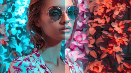 Poster - A fashion blogger showcasing seasonal outfits in a digital lookbook with interactive features, Fashion scene, Trendy style