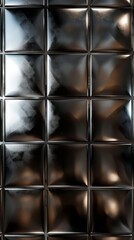 Poster - A black and silver tile wall with a shiny, reflective surface