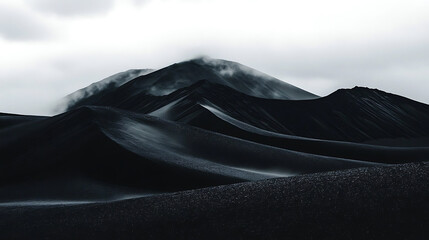 Wall Mural - Stunning minimal dark wallpaper featuring a black mountain silhouette.