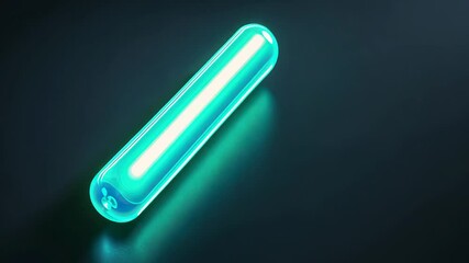 Wall Mural - A glowing turquoise tube on a dark background