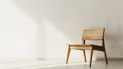 Poster - A modern chair against a white wall, highlighting clean lines and a minimalist design in sharp focus. Cinematic Scene, 4k resolution, cinematic scene