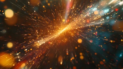 Poster - An abstract digital universe of interconnected points, forming a conceptual, hyper-futuristic view of space and time. 4k resolution, cinematic scene