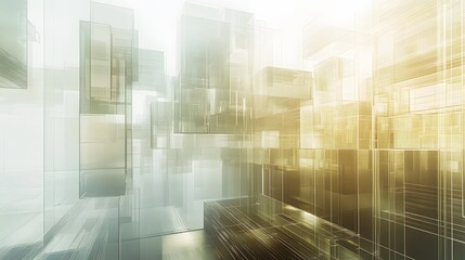 Poster - A high-tech digital grid with layers of transparent elements creating a multidimensional, futuristic atmosphere. 4k resolution, cinematic scene