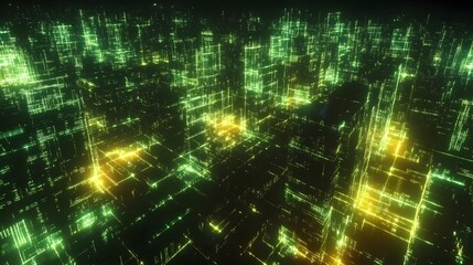 Poster - A virtual matrix of glowing, digital pathways forming an abstract representation of data and connectivity. 4k resolution, cinematic scene