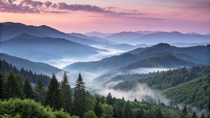  Serene Sunrise Over Misty Mountain Ranges, a Breathtaking View of Nature's Majesty