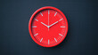 © ArtifyGraphy - Modern red wall clock displaying time interior design home decor minimalist style close-up view time management concept