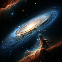 Wall Mural - background of space. planet in dark space. sun and nebula. dark space with plant and stars.