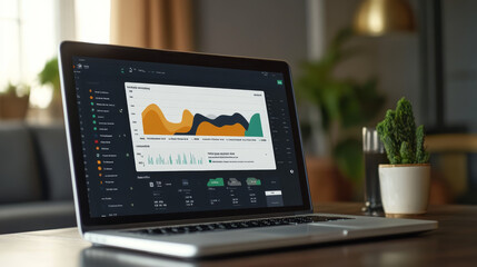 an interactive dashboard for personal budgeting and savings goals, with graphs showing monthly spend