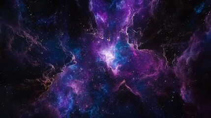 Wall Mural - A vibrant cosmic scene depicting colorful nebulae and stars in the vastness of space.