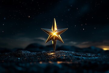 Poster - Minimalist depiction of a single star against a dark background, tiny points of light and simplicity