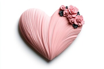 Poster - Minimalist design of a single heart in soft pink against a white background, symbolizing Valentineâ€™s Day