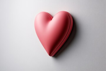 Poster - Minimalist design of a single heart in soft pink against a white background, symbolizing Valentineâ€™s Day