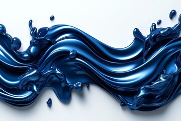 Poster - Abstract wave shapes in various blue hues, simple and clean on a white background