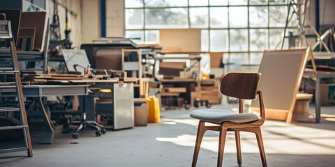 Wall Mural - A designer chair being crafted and assembled in a furniture design studio.